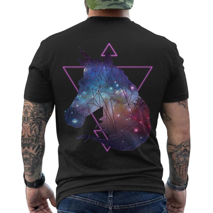 Retro Eighties Polygon Galaxy Unicorn Men's Crewneck Short Sleeve Back Print T-shirt