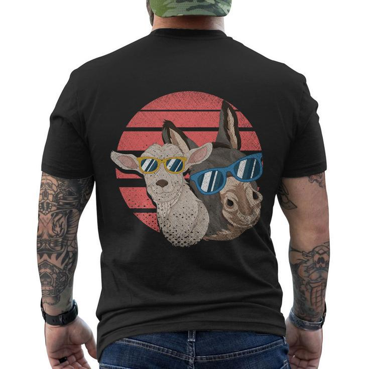 Retro Farm Animal Lover Cool Goat Sunglasses Donkey Farm Meaningful Gift Men's Crewneck Short Sleeve Back Print T-shirt