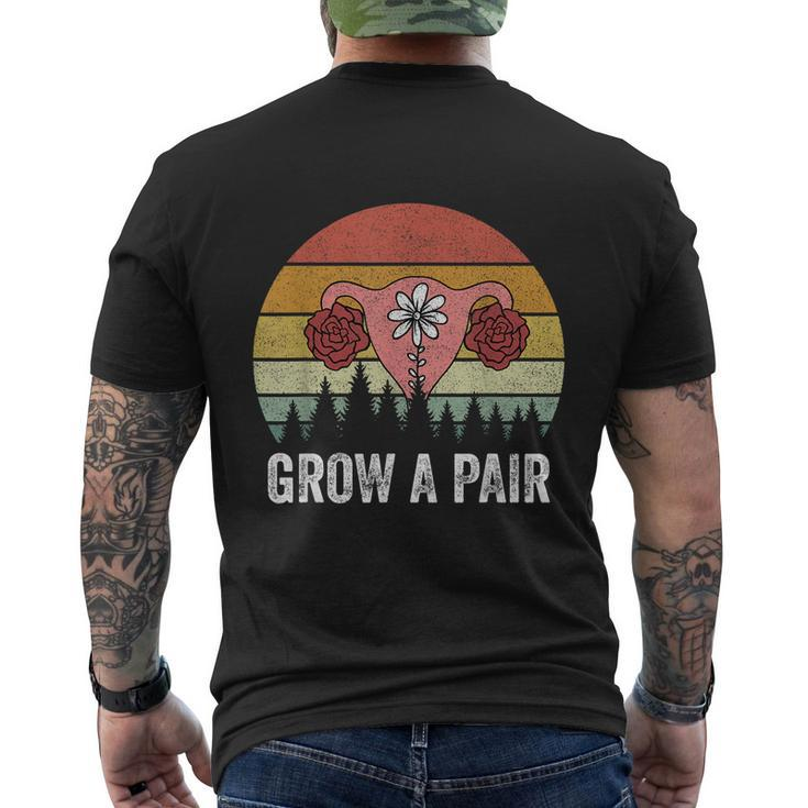 Retro Feminist Movement Grow A Pair Ovaries Men's Crewneck Short Sleeve Back Print T-shirt