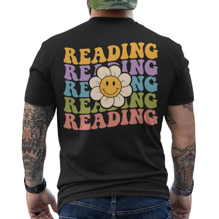 Retro Groovy Reading Teacher Back To School Men's T-shirt Back Print