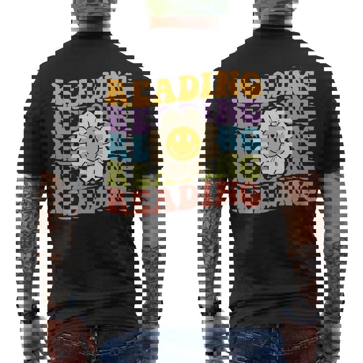 Retro Groovy Reading Teacher Back To School Men's T-shirt Back Print