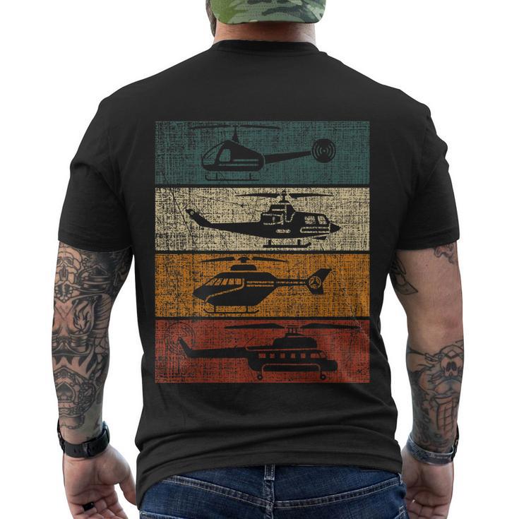 Retro Helicopter Pilot Vintage Aviation Men's Crewneck Short Sleeve Back Print T-shirt