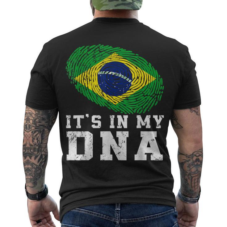 Retro Its In My Dna Brazil Flag Patriotic Men's T-shirt Back Print