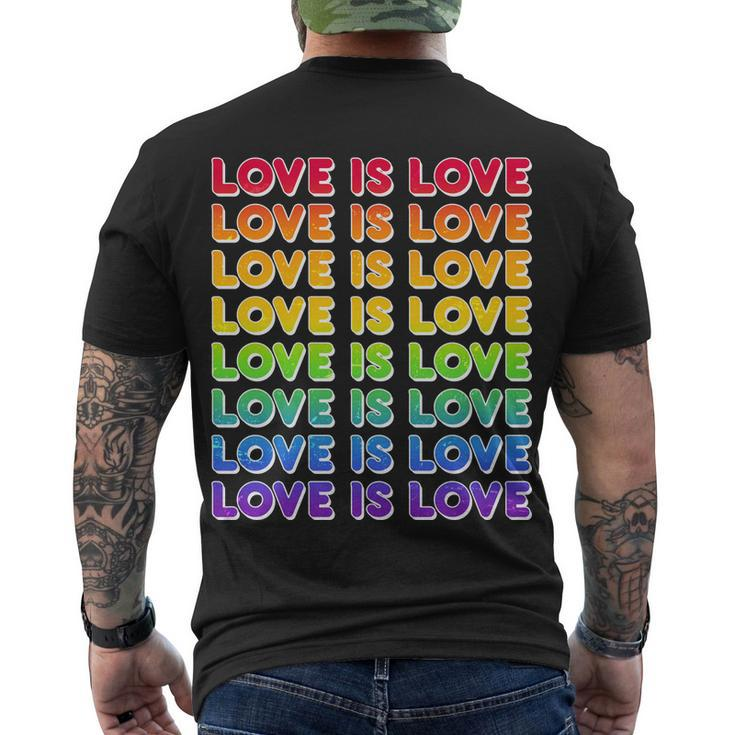 Retro Love Is Love Lgbt Rainbow Men's Crewneck Short Sleeve Back Print T-shirt