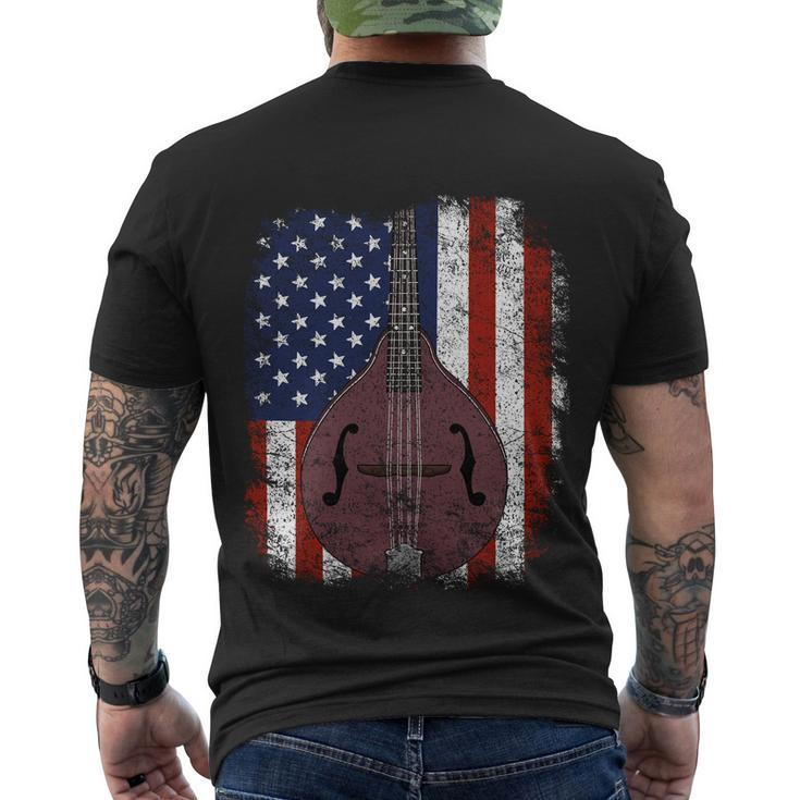 Retro Mandolin Gift Vintage Country Music Bluegrass Mandolin Gift Men's Crewneck Short Sleeve Back Print T-shirt