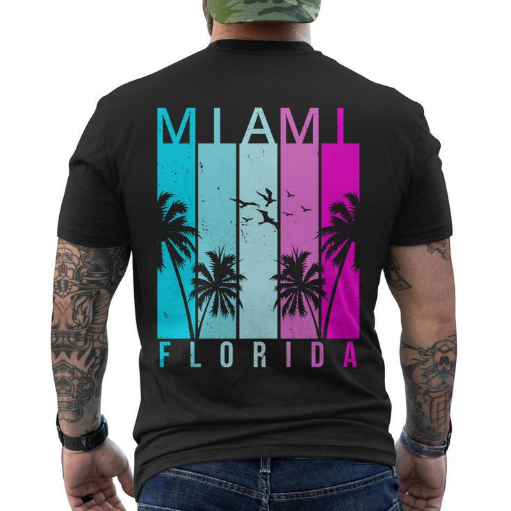 Retro Miami Florida Summer Neon Colors Men's Crewneck Short Sleeve Back Print T-shirt