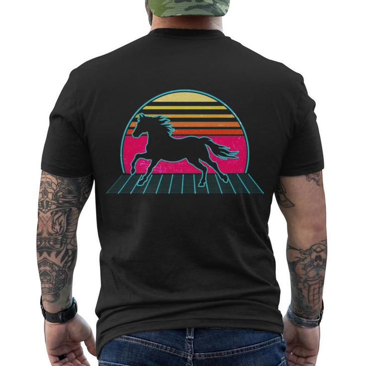 Retro Running Horse Silhouette Men's Crewneck Short Sleeve Back Print T-shirt