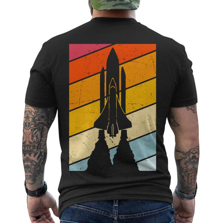 Retro Space Rocket Launch Men's Crewneck Short Sleeve Back Print T-shirt