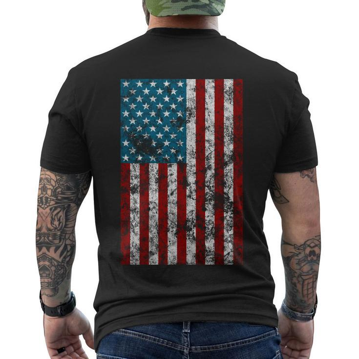 Retro Style 4Th July Usa Patriotic Distressed America Flag Cool Gift Men's Crewneck Short Sleeve Back Print T-shirt