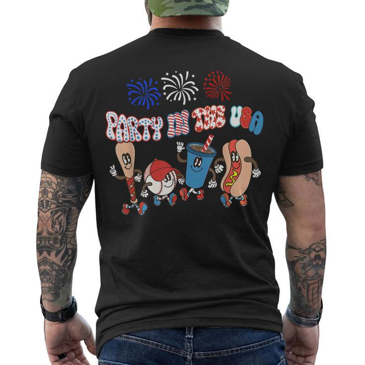 Retro Style Party In The Usa 4Th Of July Baseball Hot Dog V2 Men's T-shirt Back Print