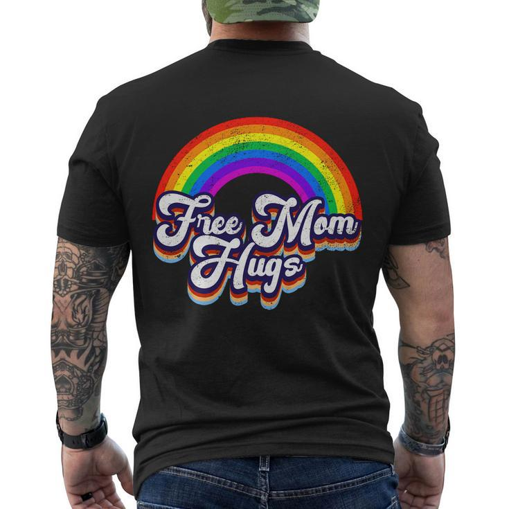 Retro Vintage Free Mom Hugs Rainbow Lgbtq Pride Tshirt Men's Crewneck Short Sleeve Back Print T-shirt