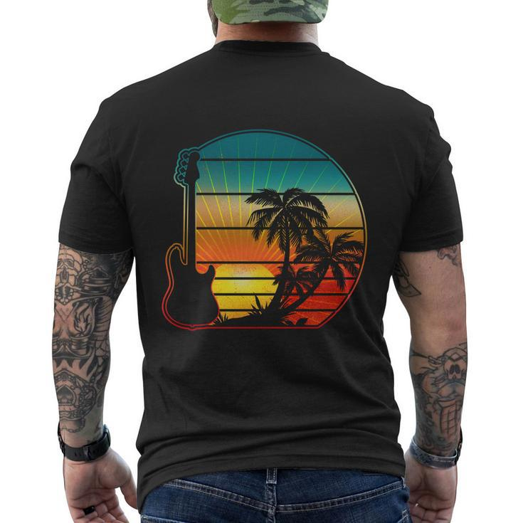 Retro Vintage Guitar Sunset Sunrise Island Men's Crewneck Short Sleeve Back Print T-shirt