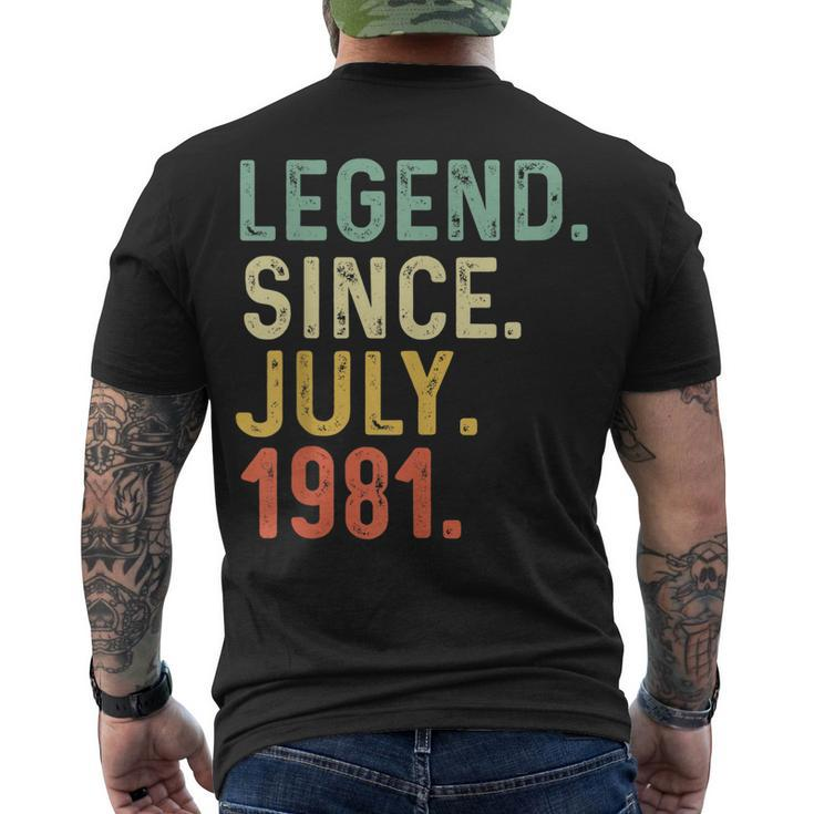 Retro Vintage Legend Epic Since July 1981 Birthday Men's T-shirt Back Print