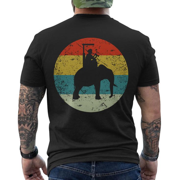 Retro Vintage Man Riding Elephant Men's Crewneck Short Sleeve Back Print T-shirt