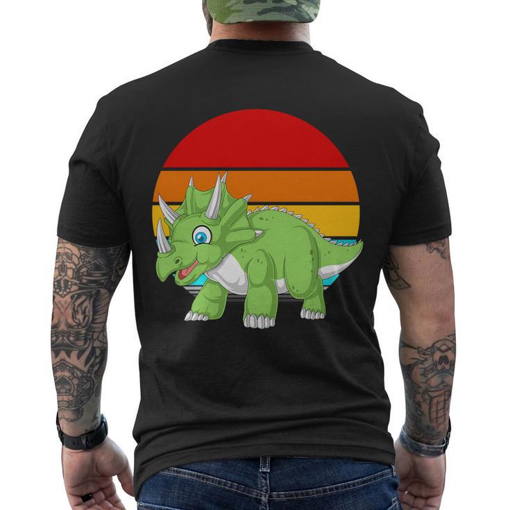 Retro Vintage Triceratops Dinosaur Men's Crewneck Short Sleeve Back Print T-shirt