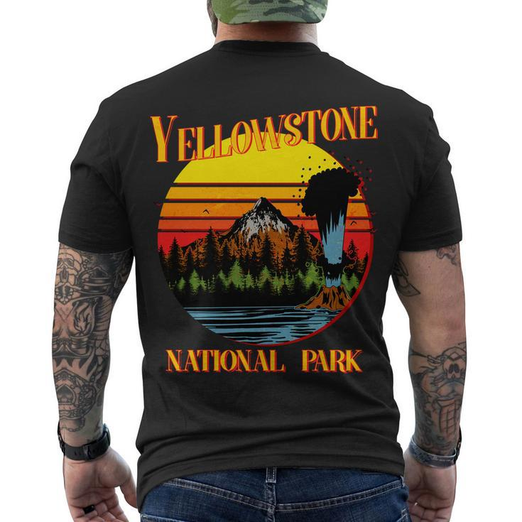 Retro Yellowstone National Park Tshirt Men's Crewneck Short Sleeve Back Print T-shirt