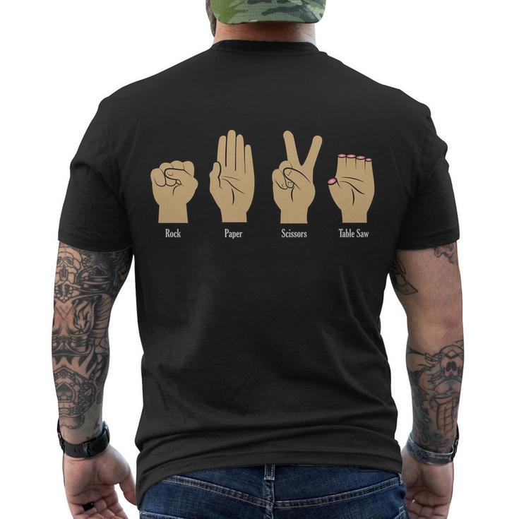 Rock Paper Scissors Table Saw Tshirt Men's Crewneck Short Sleeve Back Print T-shirt