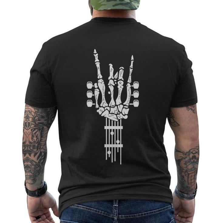 Rock Roll Skeleton Gift Guitar Music Lover Gift Men's Crewneck Short Sleeve Back Print T-shirt