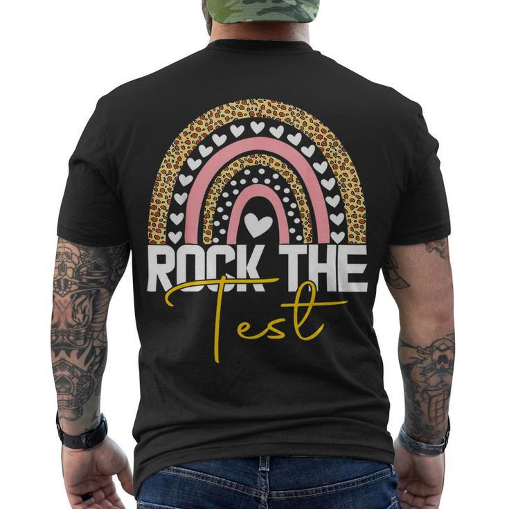 Rock The Test Test Day Teacher Testing Day Rainbow Teacher Men's T-shirt Back Print