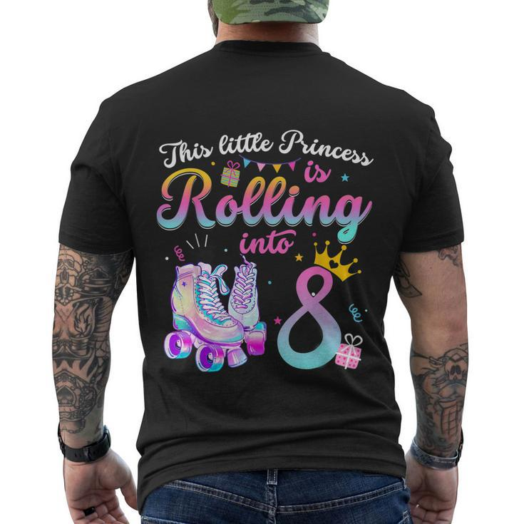 Roller Skate 8Th Birthday Shirt 8 Year Old Girl Party Outfit Men's Crewneck Short Sleeve Back Print T-shirt