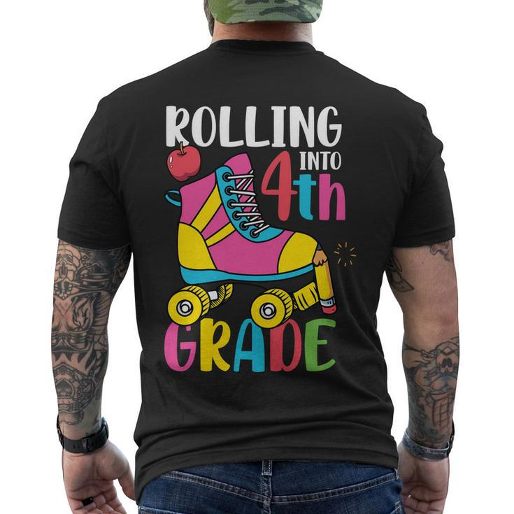 Rolling Into 4Th Grade First Day Of School Back To School Men's Crewneck Short Sleeve Back Print T-shirt