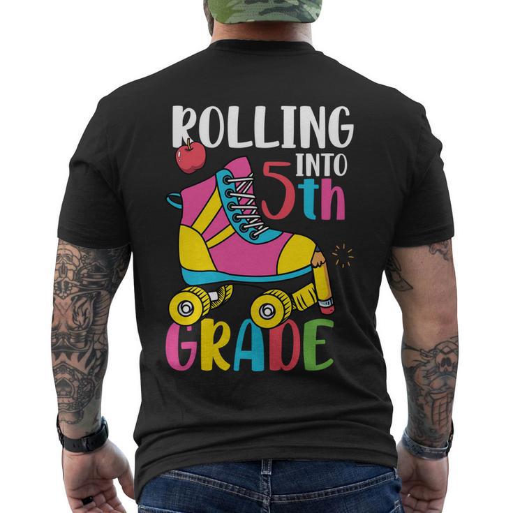 Rolling Into 5Th Grade Back To School First Day Of School Men's Crewneck Short Sleeve Back Print T-shirt