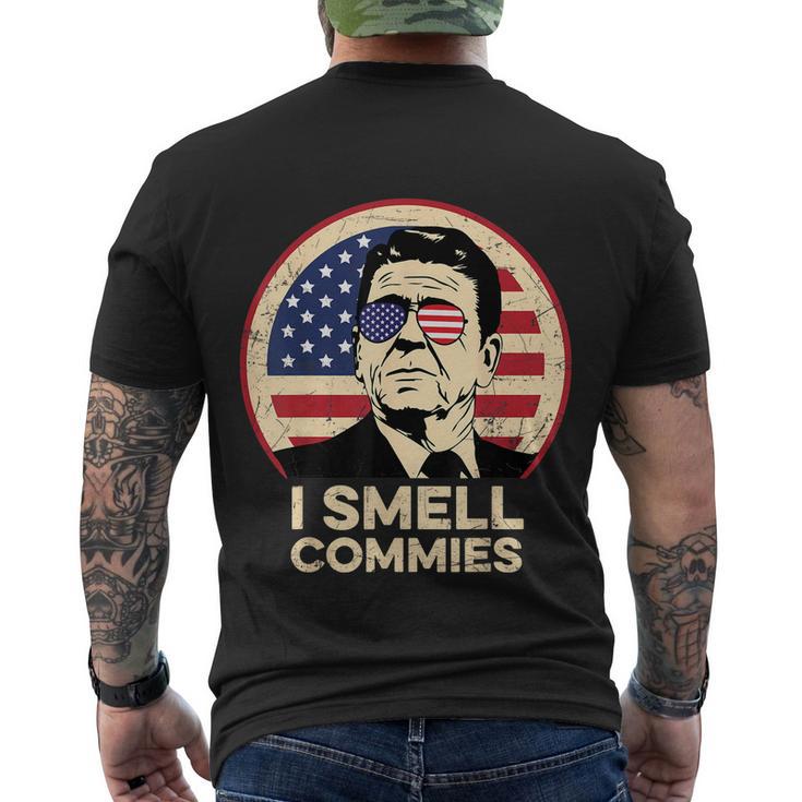 Ronald Reagan I Smell Commies Patriotic American President Men's Crewneck Short Sleeve Back Print T-shirt