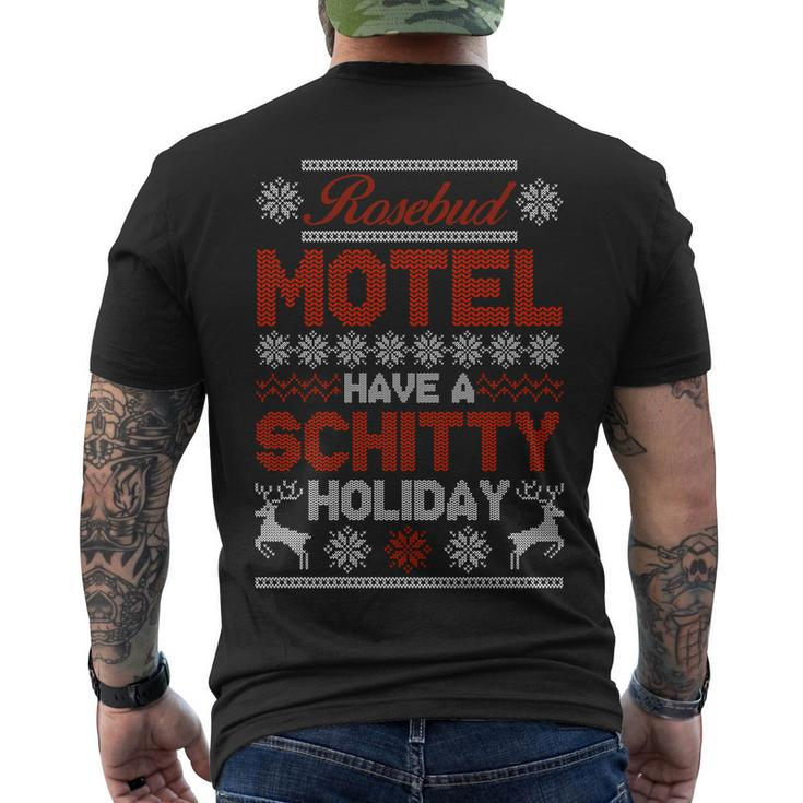 Rosebud Motel Have A Schitty Holiday Ugly Christmas Sweater Men's Crewneck Short Sleeve Back Print T-shirt