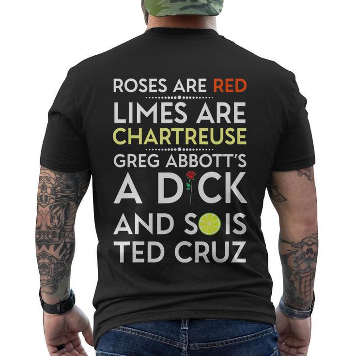 Roses Are Red Limes Are Chartreuse Greg Abbotts A Dick Tshirt Men's Crewneck Short Sleeve Back Print T-shirt