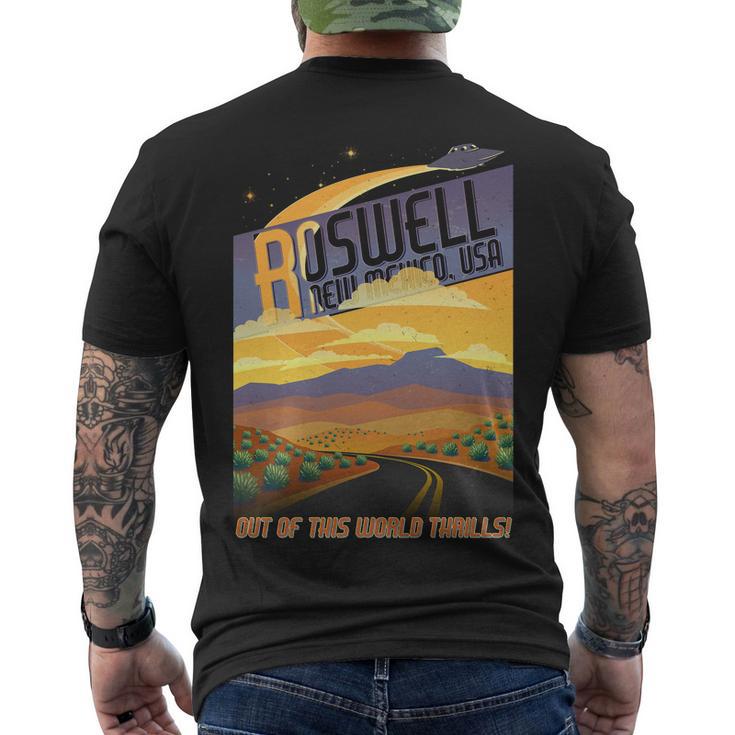 Roswell New Mexico Travel Poster Men's Crewneck Short Sleeve Back Print T-shirt