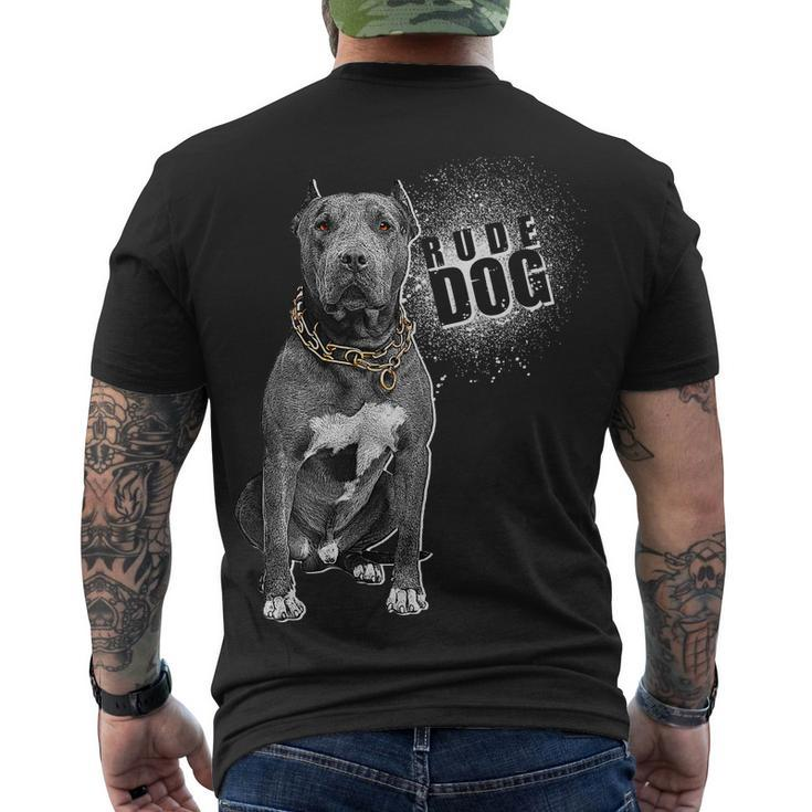 Rude Dog Pitbull Lover Men's Crewneck Short Sleeve Back Print T-shirt