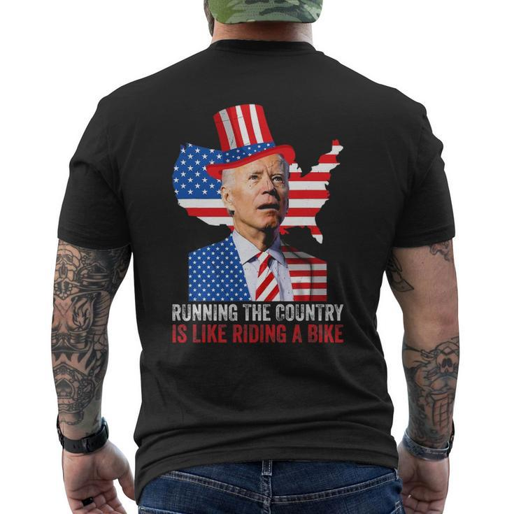 Running The Country Is Like Riding A Bike Anti Biden Men's Back Print T-shirt