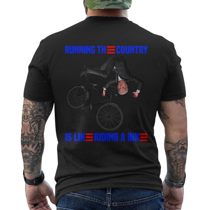 Running The Country Is Like Riding A Bike Biden Bike Men's Crewneck Short Sleeve Back Print T-shirt