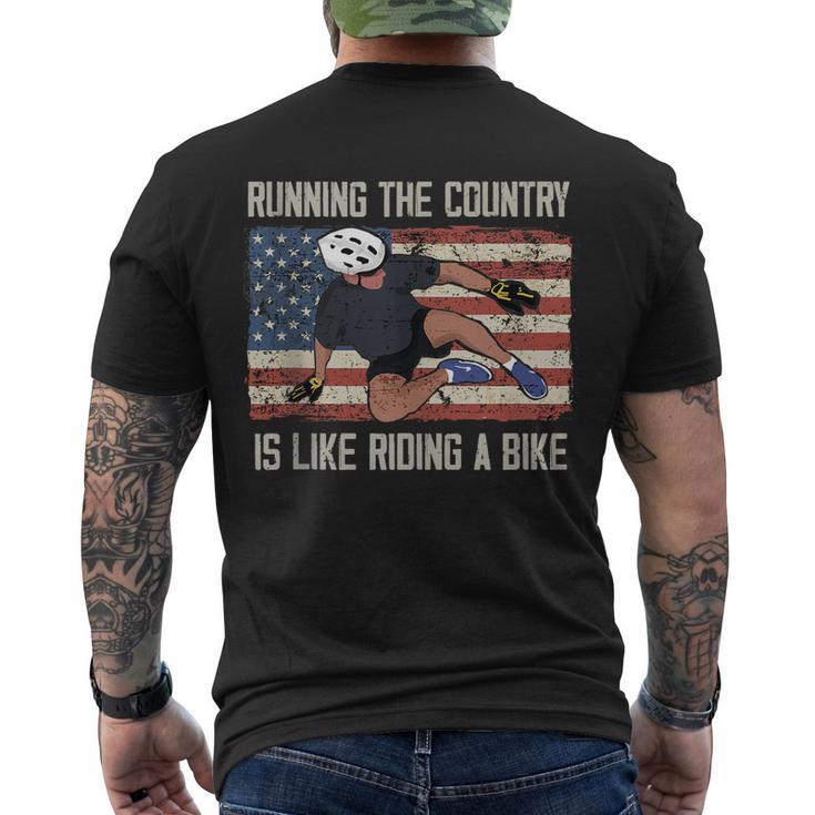 Running The Country Is Like Riding A Bike Funny Biden Meme Men's Crewneck Short Sleeve Back Print T-shirt