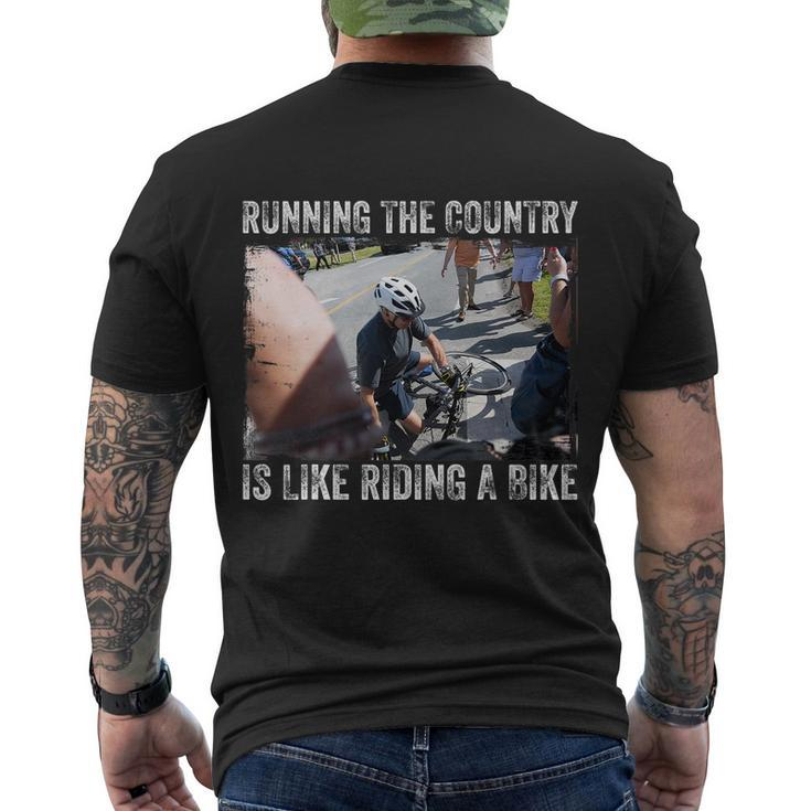 Running The Country Is Like Riding A Bike Joe Biden Funny Design Anti Biden Men's Crewneck Short Sleeve Back Print T-shirt