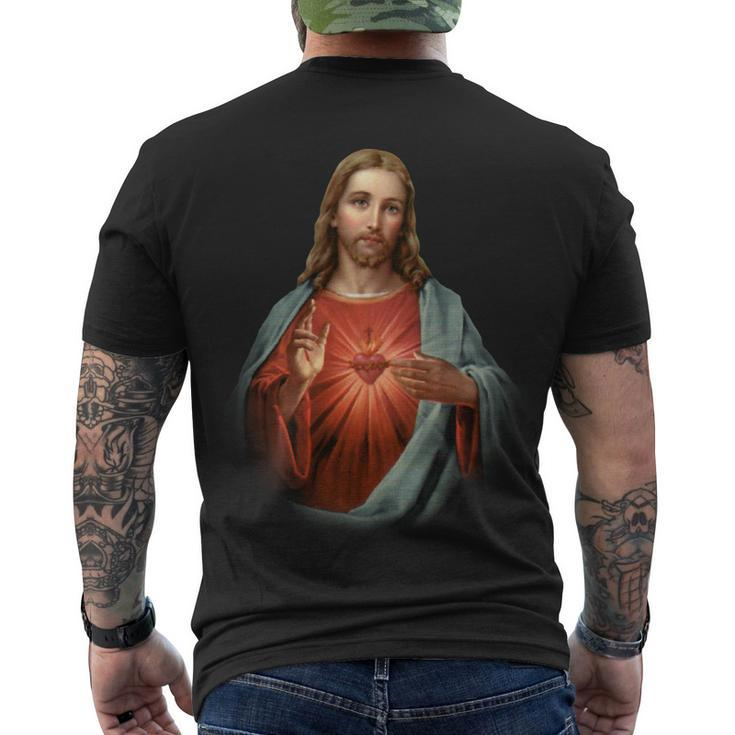 Sacred Heart Of Jesus V2 Men's Crewneck Short Sleeve Back Print T-shirt