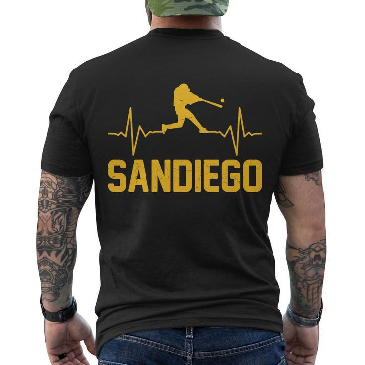 San Diego Baseball Player Heartbeat Men's Crewneck Short Sleeve Back Print T-shirt