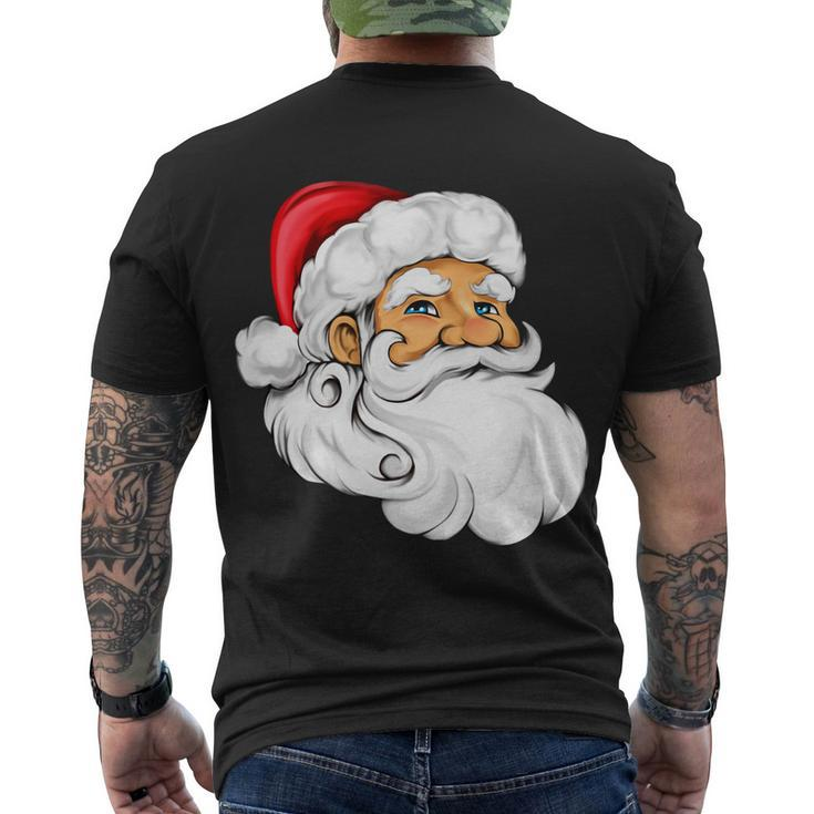 Santa Claus Head Tshirt Men's Crewneck Short Sleeve Back Print T-shirt