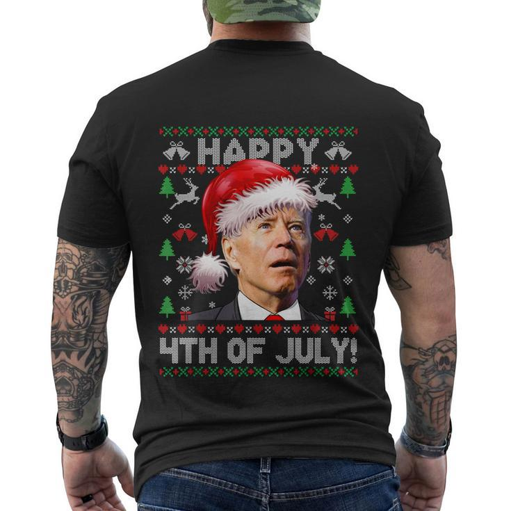 Santa Joe Biden Happy 4Th Of July Ugly Christmas Sweater Men's Crewneck Short Sleeve Back Print T-shirt