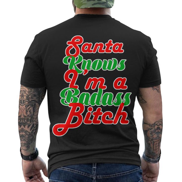 Santa Knows Im A Badass BTch Tshirt Men's Crewneck Short Sleeve Back Print T-shirt