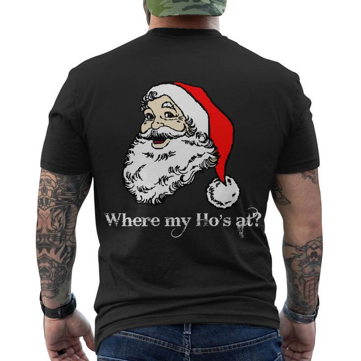 Santas Ho Funny Christmas Tshirt Men's Crewneck Short Sleeve Back Print T-shirt