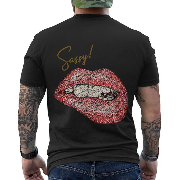 Sassy Lips Sexy Girl Graphic Sexy Lips Biting Men's T-shirt Back Print