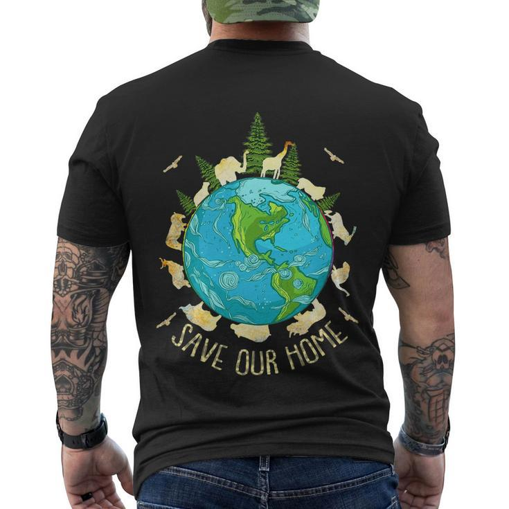 Save Our Home Animals Wildlife Conservation Earth Day Men's Crewneck Short Sleeve Back Print T-shirt