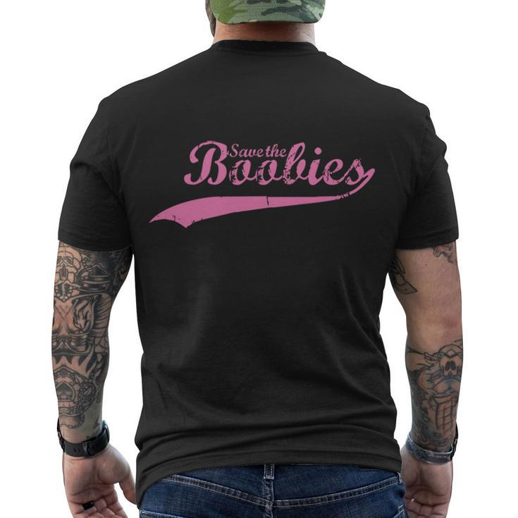 Save The Boobies Retro Breast Cancer Tshirt Men's Crewneck Short Sleeve Back Print T-shirt