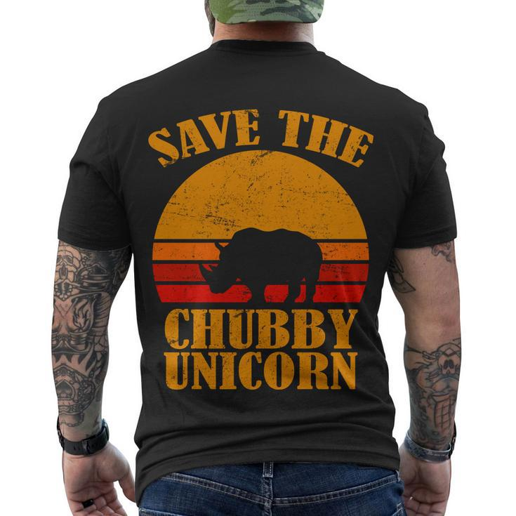 Save The Chubby Unicorn Distressed Sun Tshirt Men's Crewneck Short Sleeve Back Print T-shirt