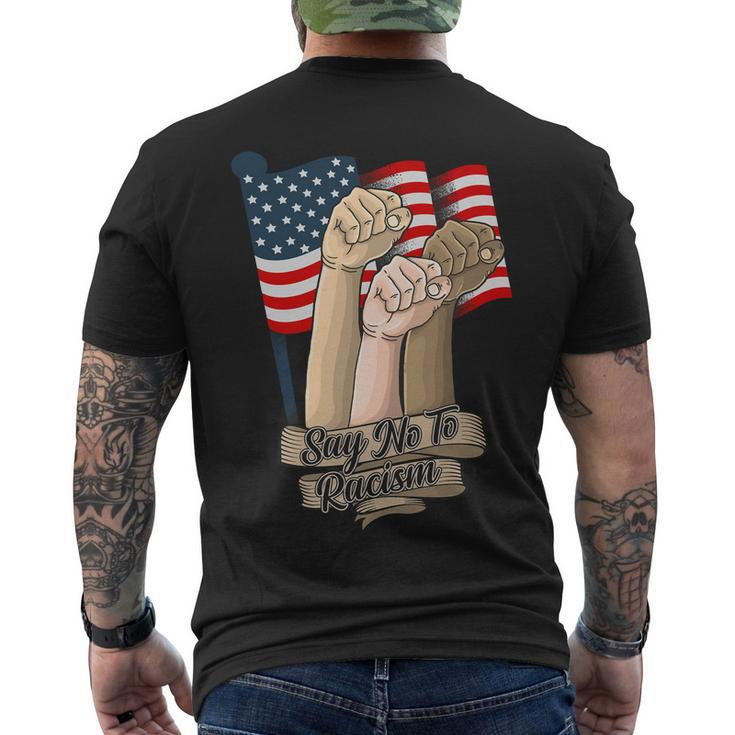 Say No To Racism Fourth Of July American Independence Day Grahic Plus Size Shirt Men's Crewneck Short Sleeve Back Print T-shirt
