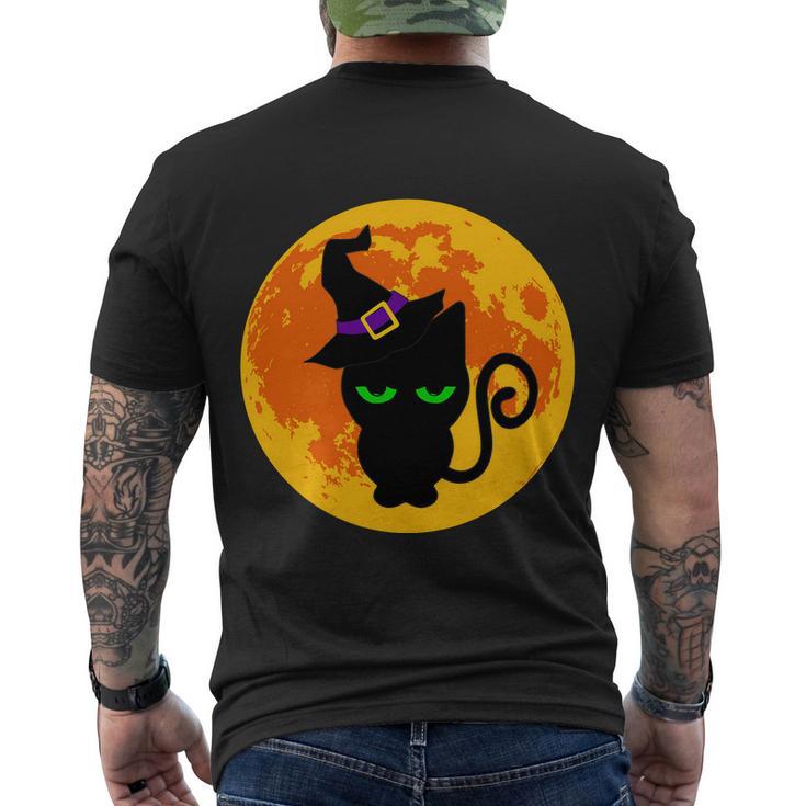 Scary Black Cat Costume Witch Hat Amp Moon Graphics Halloween Quote Men's Crewneck Short Sleeve Back Print T-shirt