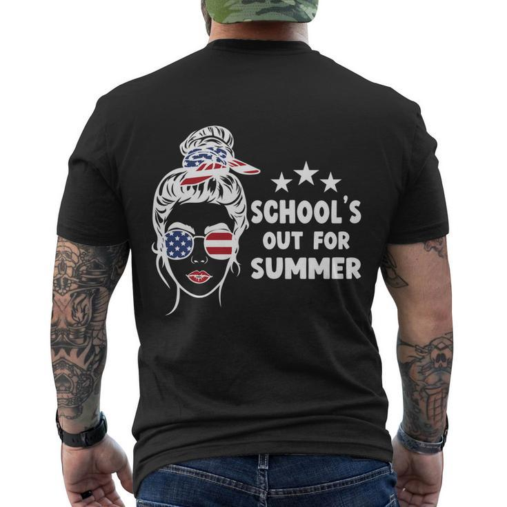 Schools Out For Summer Last Day Of School Messy Bun Us Gift Men's Crewneck Short Sleeve Back Print T-shirt