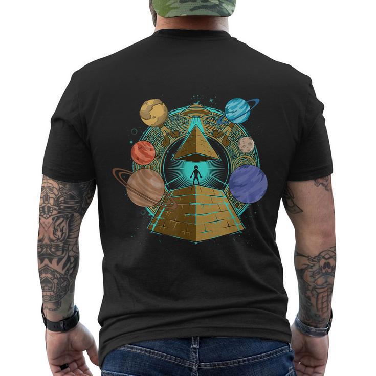 Sci Fi Ufo Abduction Pyramids Ancient Egypt Science Alien Men's Crewneck Short Sleeve Back Print T-shirt