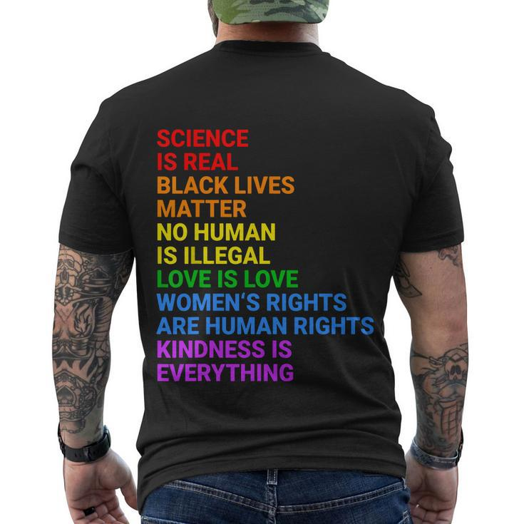 Science Is Real Black Lives Matter No Human Is Illegal Love Men's Crewneck Short Sleeve Back Print T-shirt